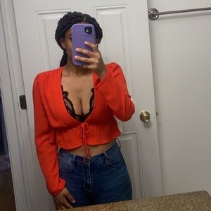 Sunday Best Tie Front Crop Top